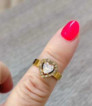 Anello cuore zirconi oro regolabile