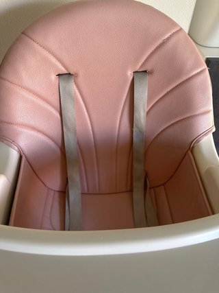 Trona bebé rosa y madera,evolutiva