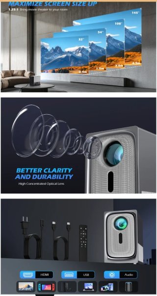 Mini Proyector 4K WiFi 6 1080p 2.4/5G