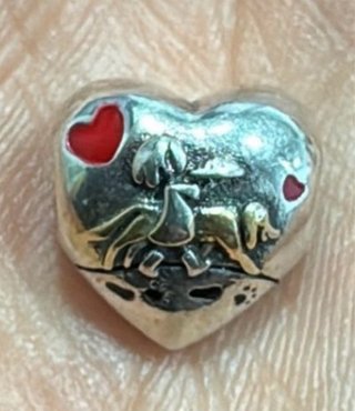 Charm Corazón Plata Niña y Perrito