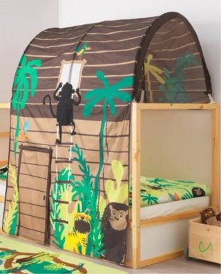 Cama alta Kura IKEA con dosel y somier