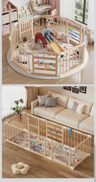 Parque Infantil Bebé plegable de madera