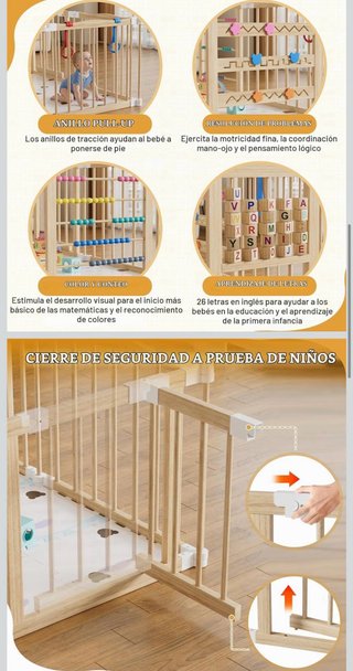Parque Infantil Bebé plegable de madera