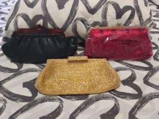 Bolsos de fiesta negro rojo satén y dorado