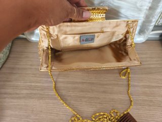 Bolsos de fiesta negro rojo satén y dorado