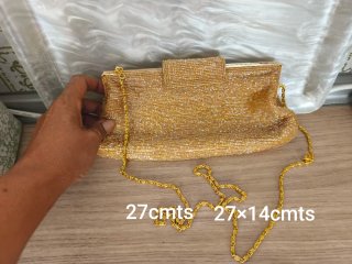 Bolsos de fiesta negro rojo satén y dorado
