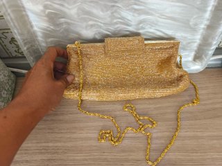Bolsos de fiesta negro rojo satén y dorado