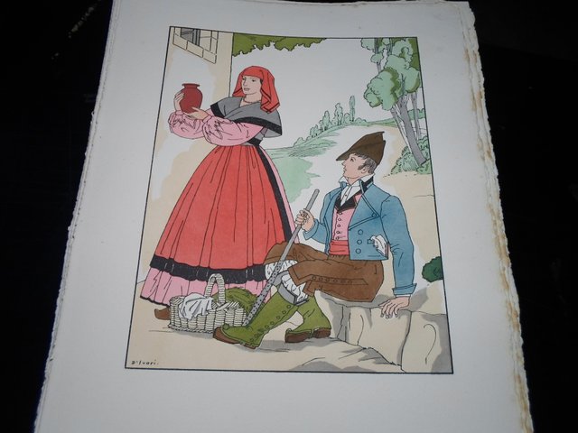 LUGO-GRABADO ORIGINAL,PINTADO A MANO,1935-36X28