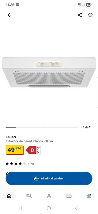 Campana extractora de pared blanca