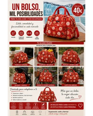 Bolso rojo estampado floral