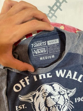 Camiseta Vans Off The Wall Azul/Gris