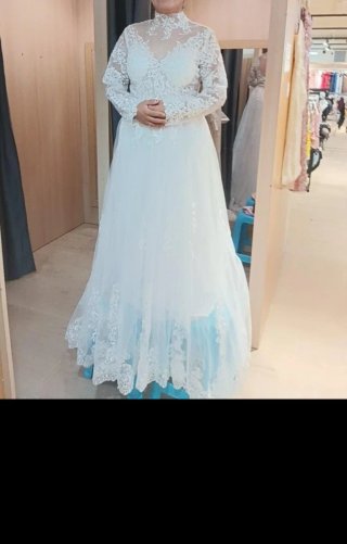 Vestido de Novia Blanco Encaje Manga Larga