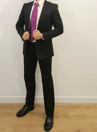 Traje Zara Negro Algodón