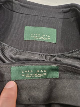 Traje Zara Negro Algodón