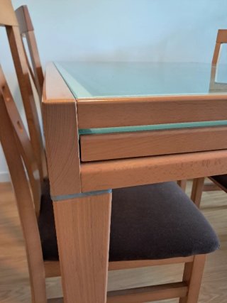 Conjunto de mesa de comedor extensible y 6 sillas