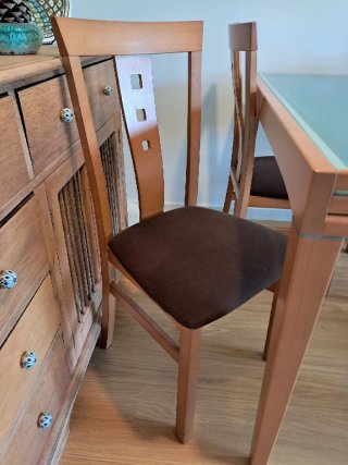 Conjunto de mesa de comedor extensible y 6 sillas