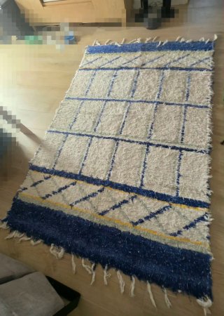 Alfombra Jarapa Azul y Blanca estilo Boho