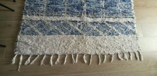 Alfombra Jarapa Azul y Blanca estilo Boho