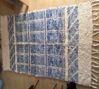 Alfombra Jarapa Azul y Blanca estilo Boho