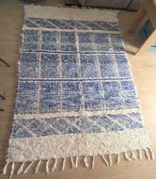 Alfombra Jarapa Azul y Blanca estilo Boho