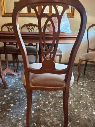 Conjunto de mesa de comedor + 6 sillas de madera