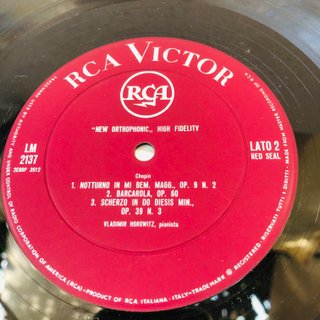 Horowitz Plays Chopin LP 12" 33 RPM RCA