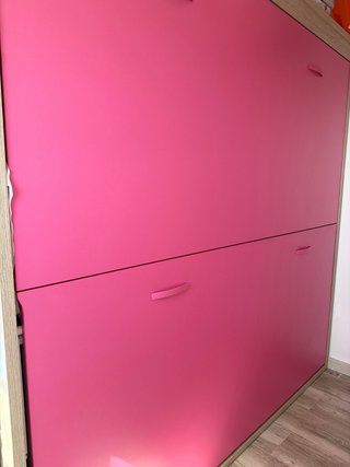 Litera abatible rosa y madera