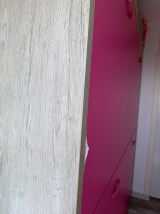 Litera abatible rosa y madera