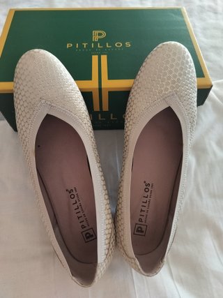 Zapatos Pitillos Mujer Beige/Oro