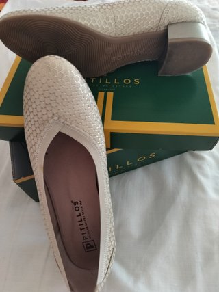 Zapatos Pitillos Mujer Beige/Oro
