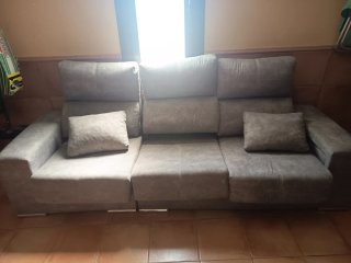 Sofá 3 plazas extensible gris