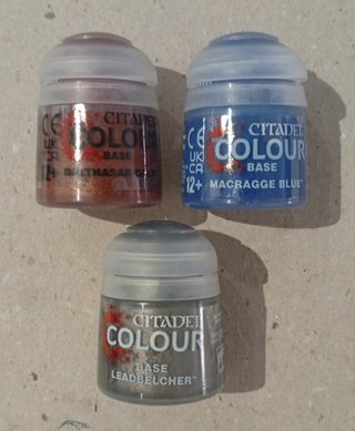 3 Pinturas Citadel Base: Oro, Azul, Metal