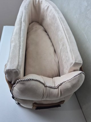 Seggiolino auto cane imbottito beige