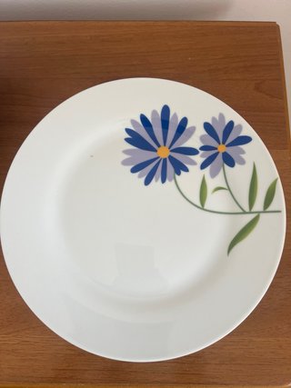 Platos de porcelana con flores azules