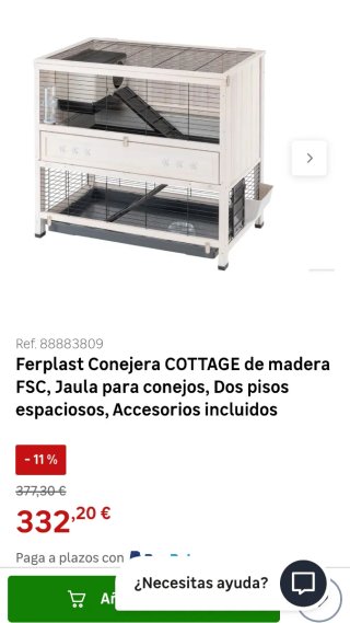 Jaula conejos/cobayas 2 pisos madera