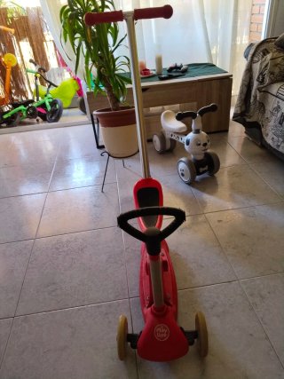 Patinete 3 Ruedas Bebé con Asiento y Empujador