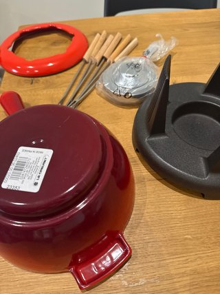 Set Fondue Le Creuset Rojo Cerámica Nuevo