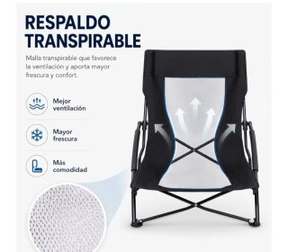Silla de playa plegable negra