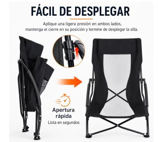 Silla de playa plegable negra