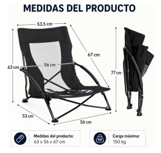 Silla de playa plegable negra