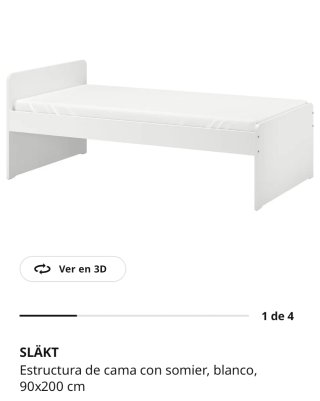 Cama individual Ikea SLAKT blanca