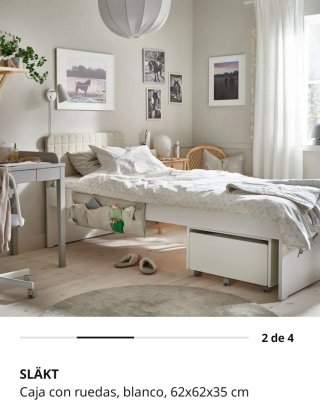 Cama individual Ikea SLAKT blanca