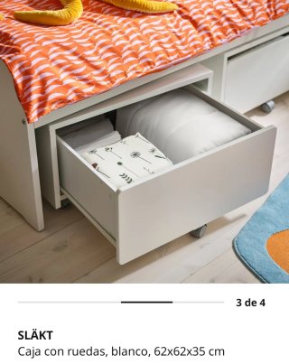 Cama individual Ikea SLAKT blanca