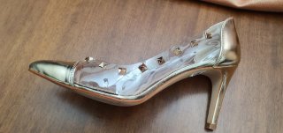 Zapatos de tacón transparentes Elysess dorados