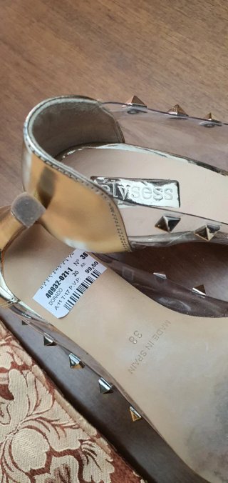 Zapatos de tacón transparentes Elysess dorados