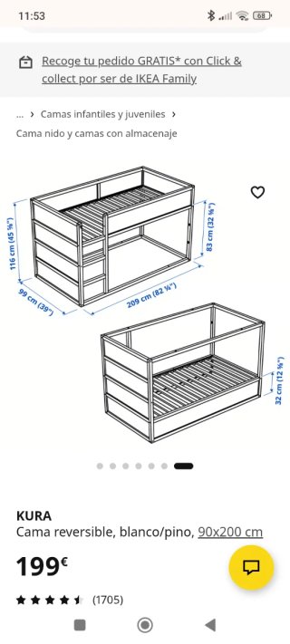 Cama Ikea kura reversible