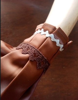 Polsini Steampunk Marroni con Pizzo Bianco