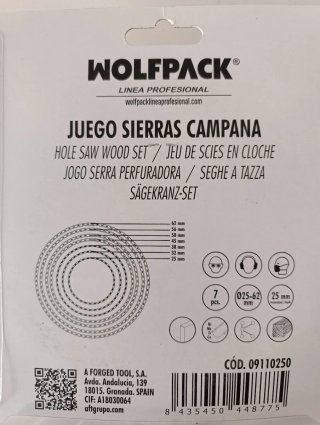 Juego Sierras Campana Wolfpack 7 piezas
