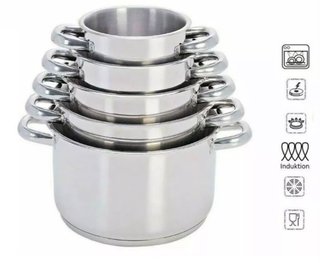 Set 5 pentole acciaio inox