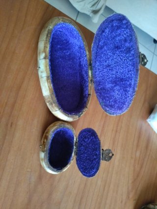 Coppia Scatole Vintage Osso e Ottone
